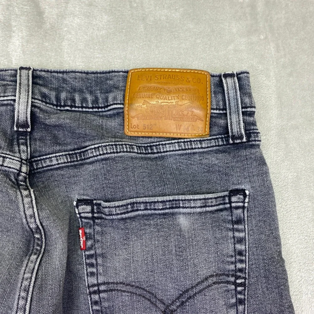 Levis‎ Premium 512 Slim Taper Jeans Mens Sz 34 Faded Black Denim Grunge Retro
